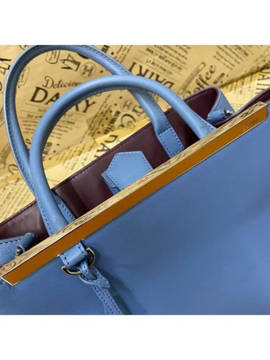 Fendi Handbag Toujour Shoulder Light Blue Formal Travel - Picture 12 of 13